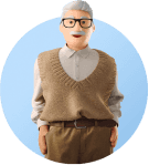 Illustration of a smiling older man